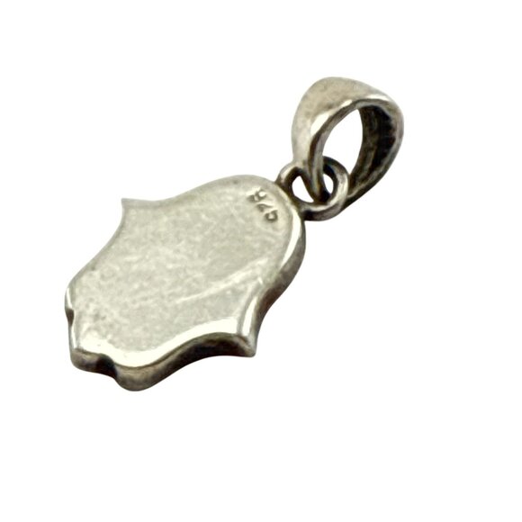 Sterling Silver Mosaic Opal Hamsa Hand Pendant Blue Green 1"  Signed 925 - Picture 5 of 8